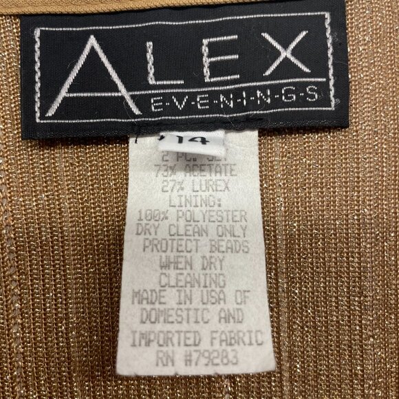 Alex Evenings Gold Open Front‎ Beaded Jacket, Size 14 - Picture 5 of 6